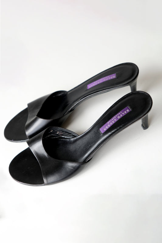 Ralph Lauren Black Leather Mules