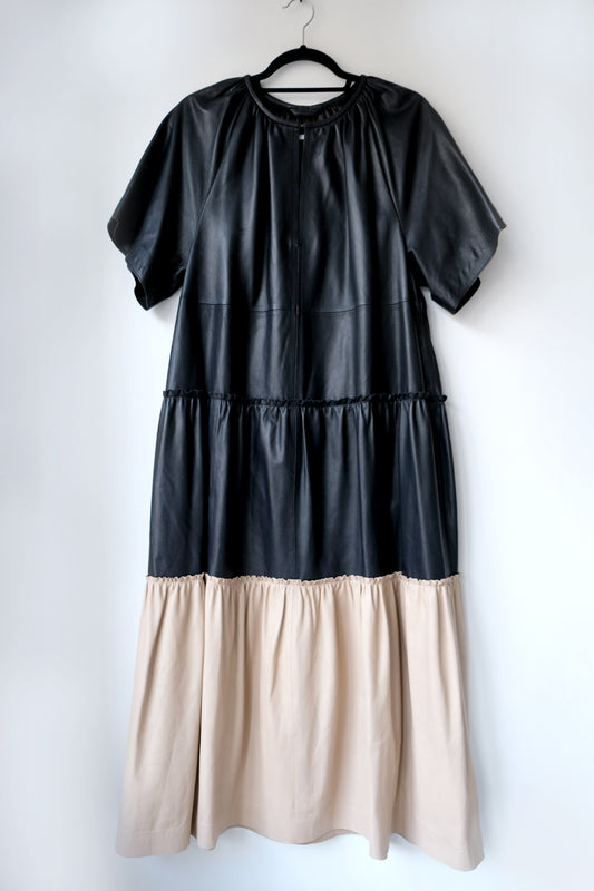 STAND STUDIO Tiered Leather Dress In Multicolor