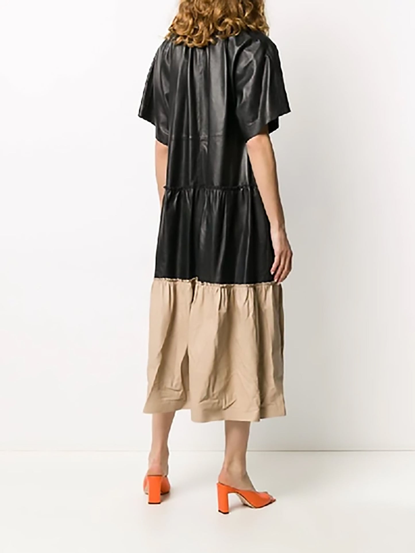 STAND STUDIO Tiered Leather Dress In Multicolor