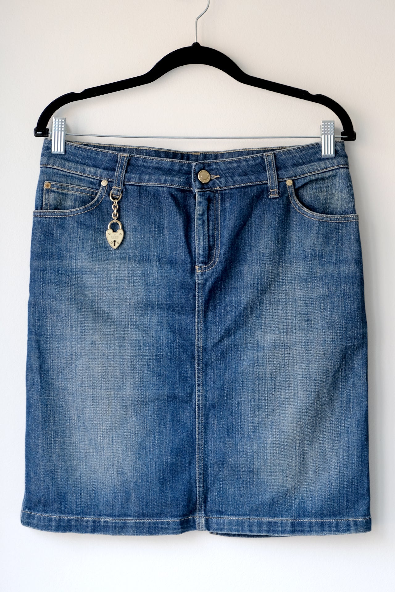 Vintage Gucci by Tom Ford Heart Charm Denim Skirt