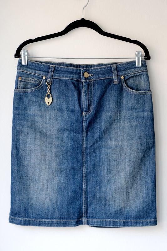 Vintage Gucci by Tom Ford Heart Charm Denim Skirt