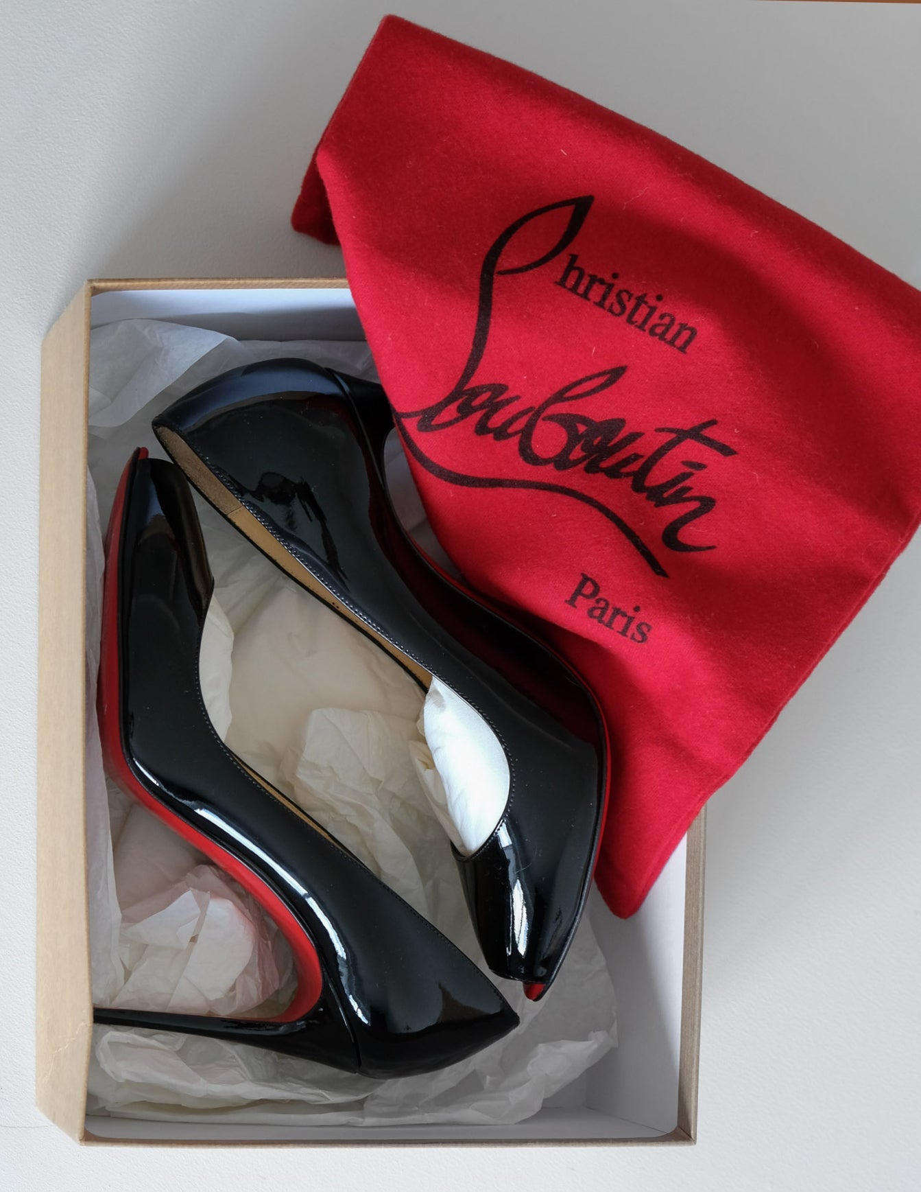 Christian Louboutin Black Patent Leather So Kate Pumps